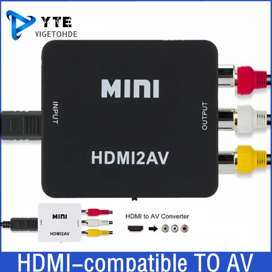 

HDMI-compatible to RCA Converter AV/CVSB L/R Video Box HD 1080P 1920*1080 60Hz HDMI2AV Support NTSC PAL Output HDMI To AV