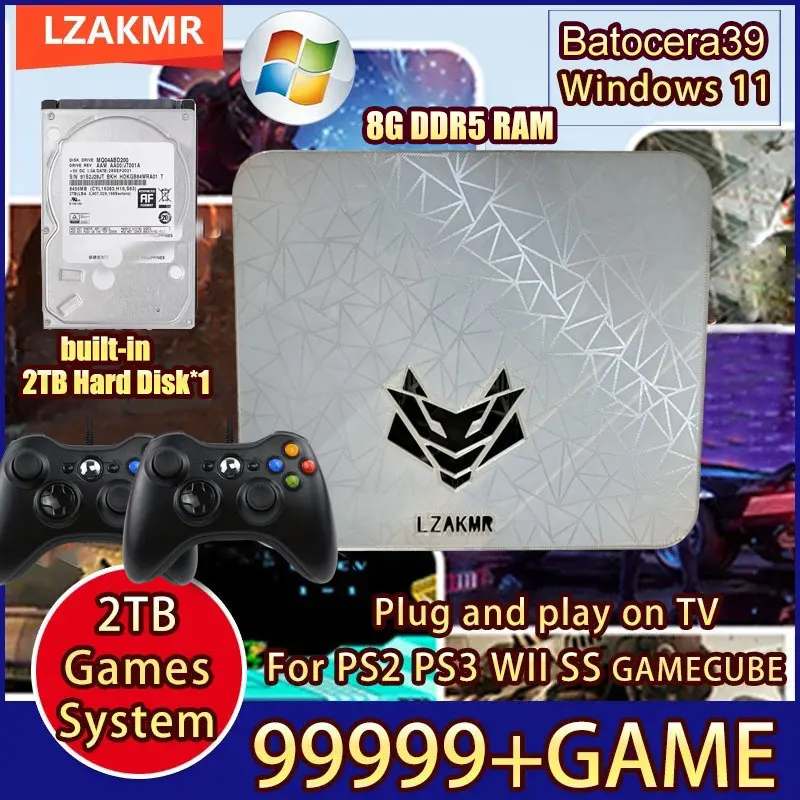 

Dual System Windows11 2TB Game System LZAKMR NEW Upgrade AK1 Pro Game Box 99999+GAME For PS2 PS3 WII SS GAMECUBE Sega Saturn