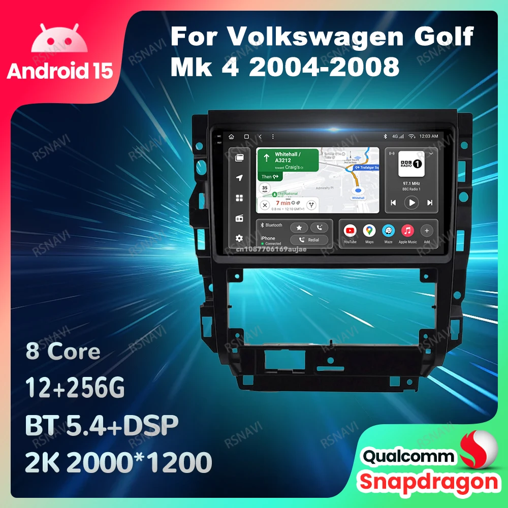 Car Radio Android 15 For Volkswagen Golf Mk 4 2004-2008 DVD Wireless Carplay Auto Navigation Autoradio Viedo Player 4G LTE DSP