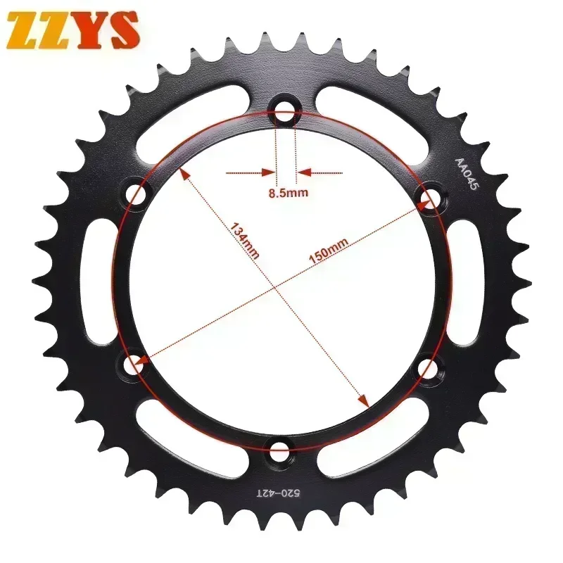 1pc 520 42T 48T 50T 51T Tooth Rear Sprocket Gear Star Pinion Cam For Kawasaki Road KX250 KX250X KX252 4-Stroke 2025 KX 250 X 252