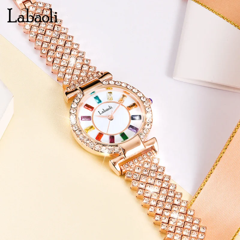 LabaoliLaboli-Reloj de cristal colorido para mujer, resistente al agua