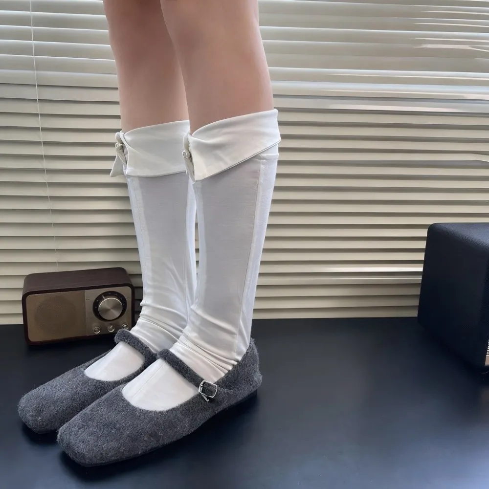 Fashion Button Flip Collar Socks Lapel Novelty Polka Dot Socks Patchwork Creative Short Ankle Socks Female