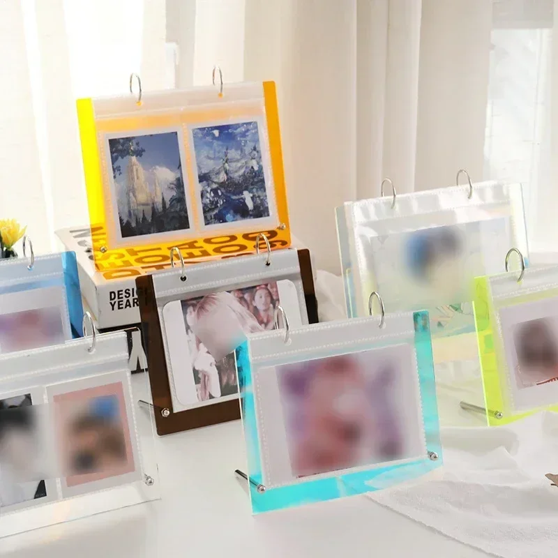 7color Transparent Photo Album Photocard Acrylic Pocket Holder Instax Desk Calendar Kpop Album Polaroid Loose Leaf Fans Supplies