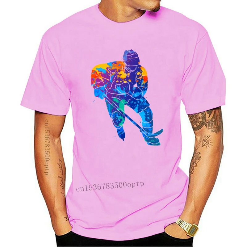 

Colorful Splash Hockey Player Men'S Tee -Image By Fashion Classic Style Tee Shirt