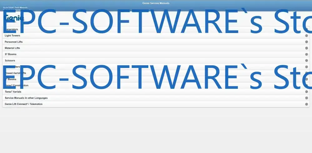 

EPC-OFTWARE Подъемный грузовик Genie 40,7 ГБ Руководства операторов Запчасти Руководства Руководства и схема обслуживания