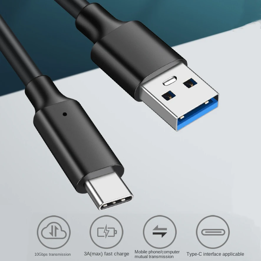 USB3.2 10Gbps Cable USB Type A to USB C 3.2 Gen2 Cable Data Transfer USB C SSD Hard Disk Cable 3A 60W QC 3.0 Fast Charging