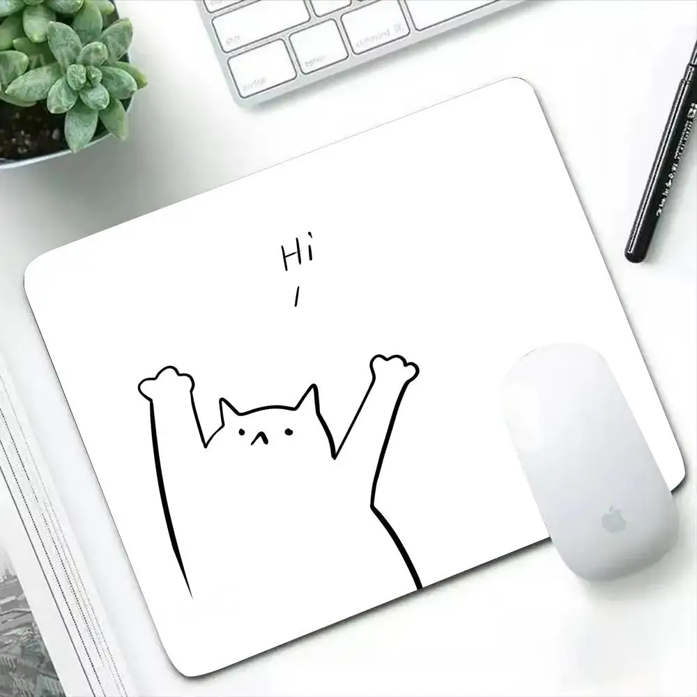 Black Cat Kawaii Mouse Pad White Deskmat Minimalistic Gaming Laptop Small Mousepad Anime Office Carpet Gamer Keyboard Mouse Mats