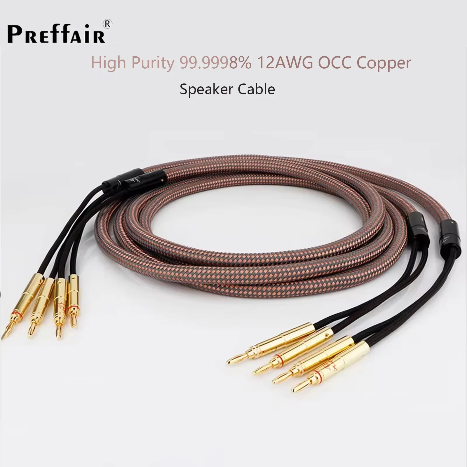 

Акустический кабель 2 в 2, аудиоразъем типа «банан» высокой чистоты 99,9998% Accuphase 40th 12AWG OCC Медный соединительный кабель Fever