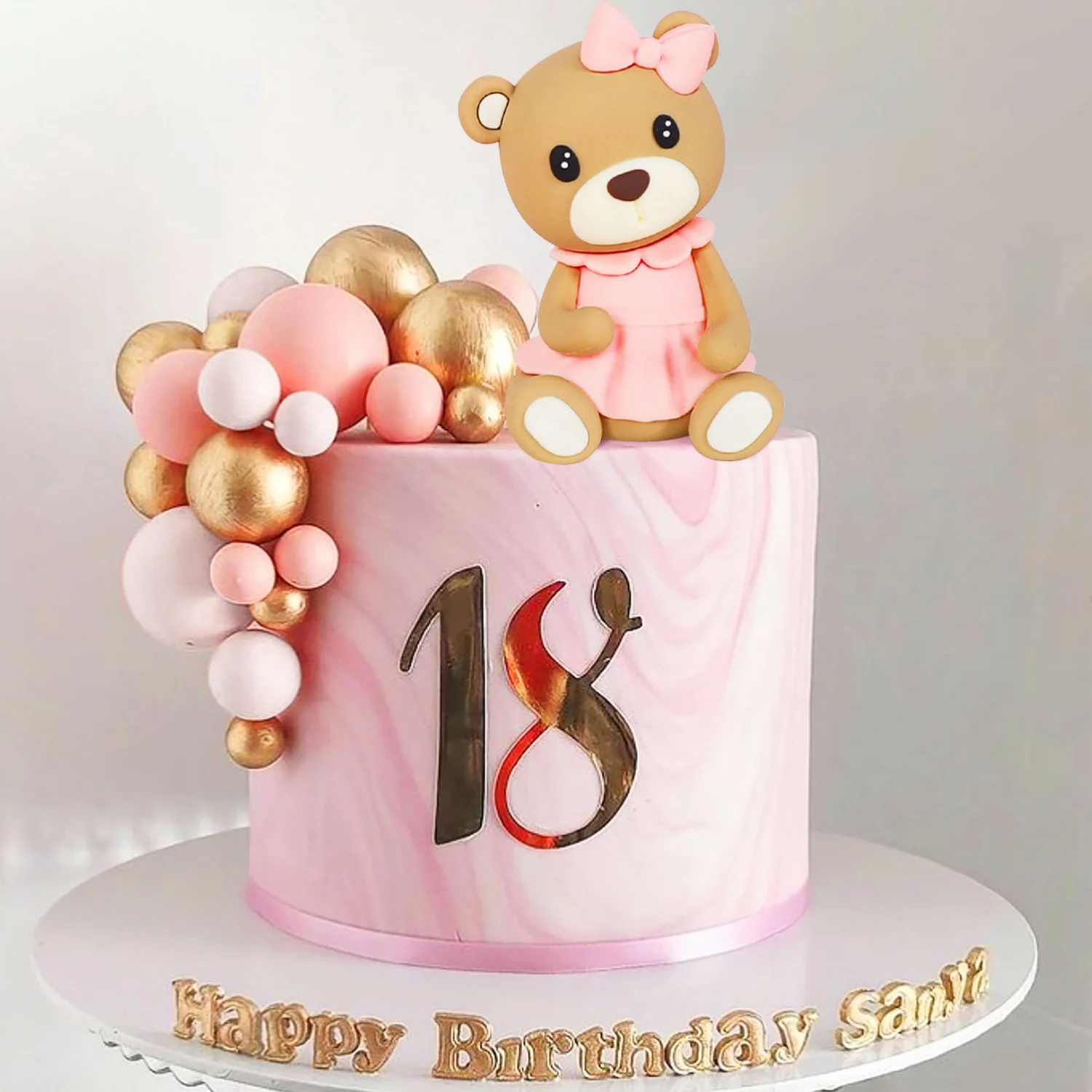 LaVenty Teddy Bear Cake Decoration Cake Decoration Baby Shower Boy Cake Decoration Girl 1 Year Blue Cake Decoration