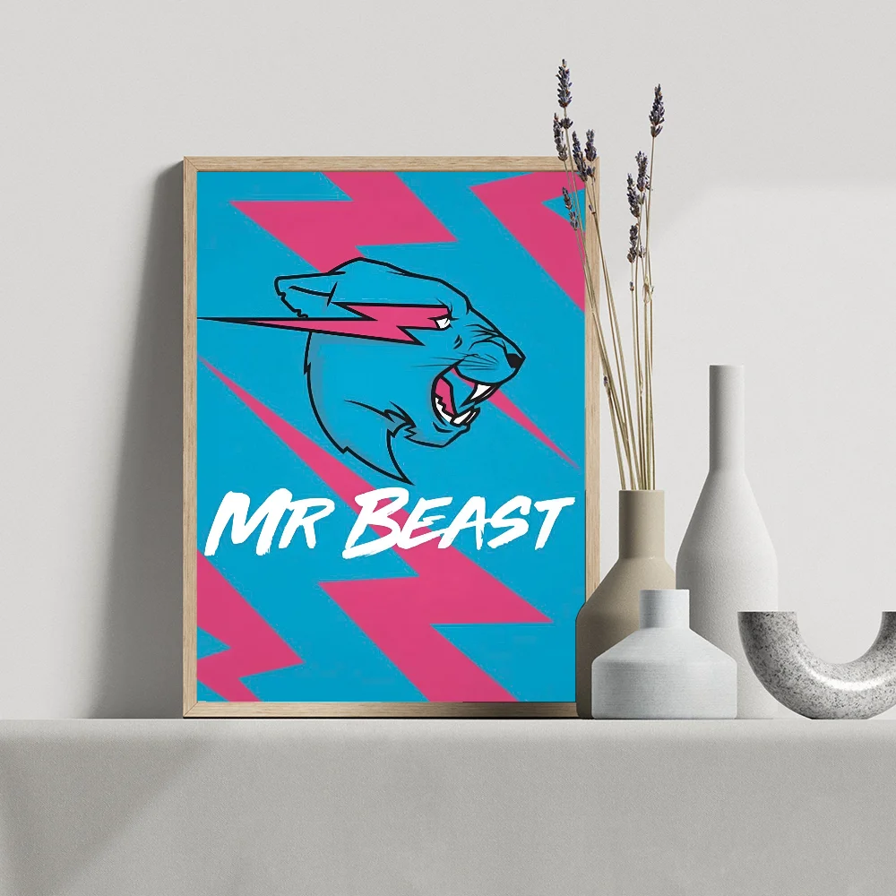 1PC Game Blogger Mr-Beast Poster Movie Sticky Posters Retro Kraft Paper Sticker DIY Room Bar Cafe Aesthetic Art Wall Painting