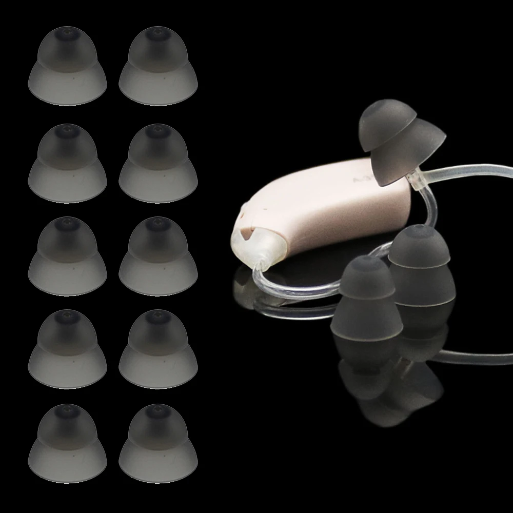 10 pezzi cupole per apparecchi acustici chiusi tappi per le orecchie in silicone doppio strato antistatiche auricolari di ricambio accessorio per apparecchi acustici 8/10/12mm