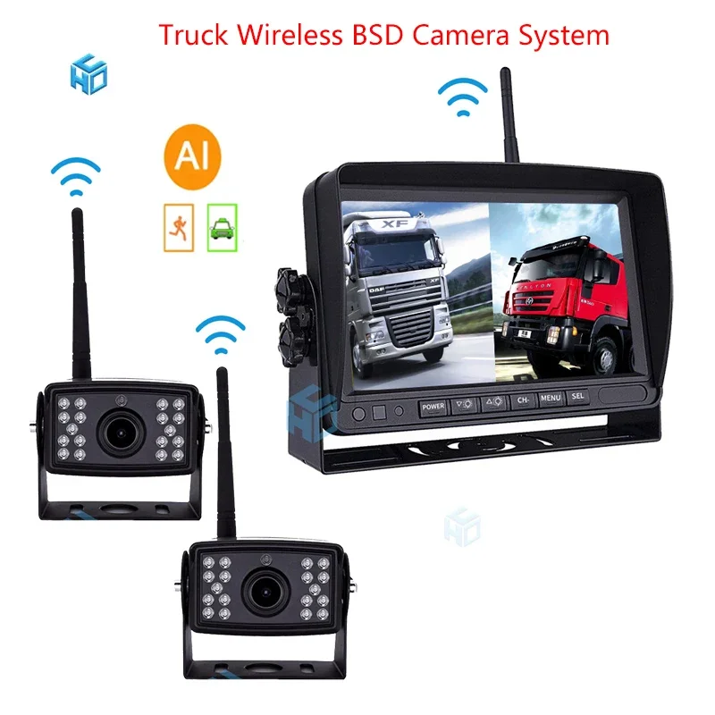 

4CH BSD 7Inch HD Wireless Truck DVR Night Vision Reverse Backup Recorder High Definition Cam era For Truck/Trailer/Bus/RV