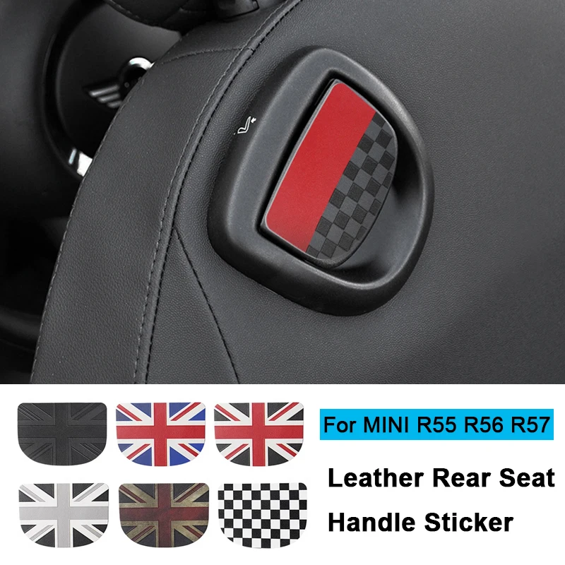 2pcs For MINI Cooper R56 R55 R57 Clubman JCW Car Rear Seat Handle Leather Sticker Car Interior Decals Cover Protective Stickers