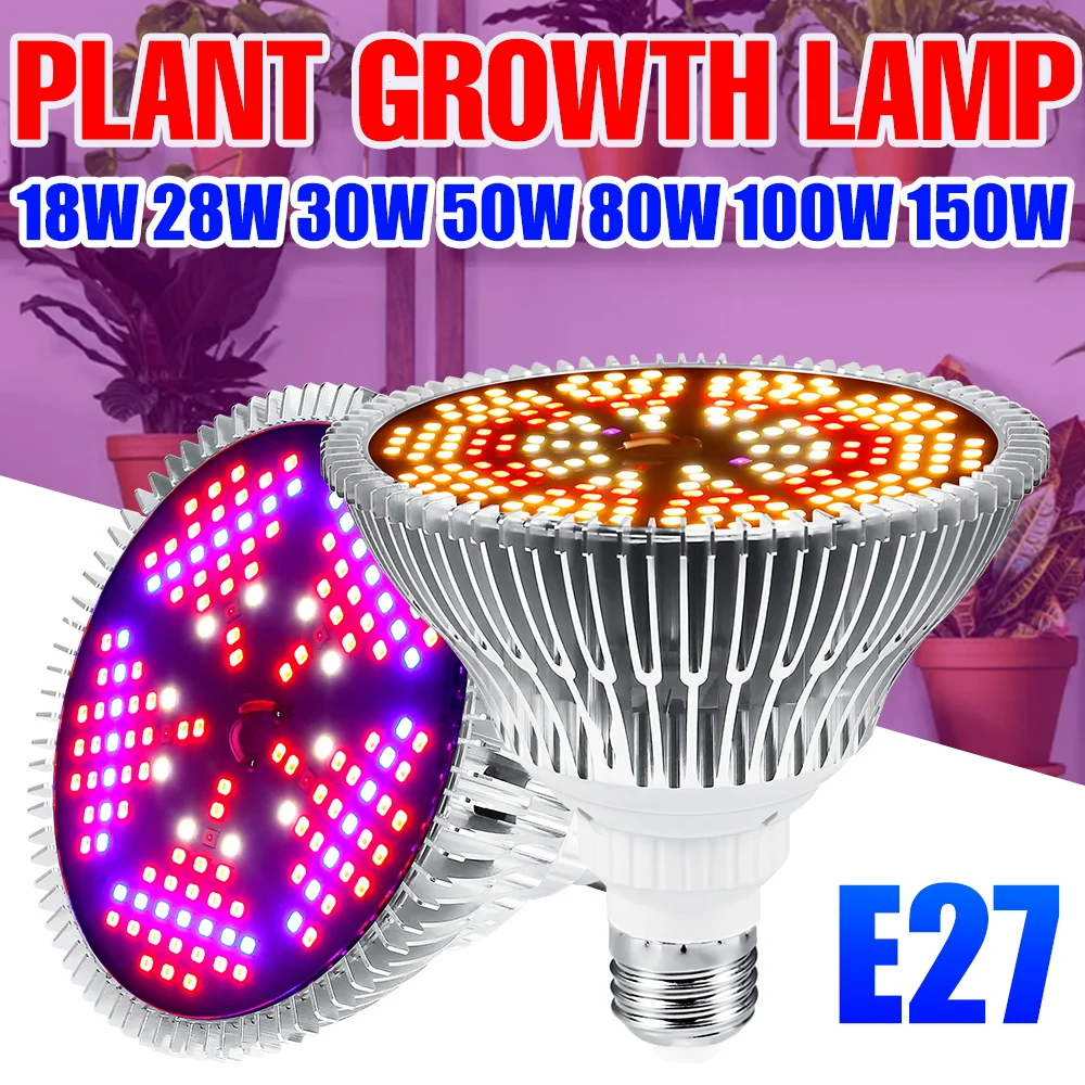 

150W LED E27/E26 Grow Light Bulb AC220V Full Spectrum Cultivation Lamp E14 110V For Indoor Growbox Potted Fruit Vegetables Plant