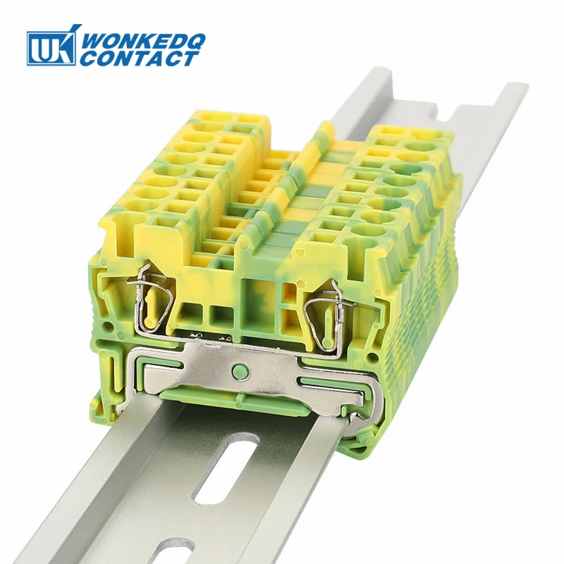 ST2.5-PE Ground Din Rail Wire Connector Terminal Block 2.5mm² Spring-cage Feed-through Protective Earth Electric ST 2.5-PE