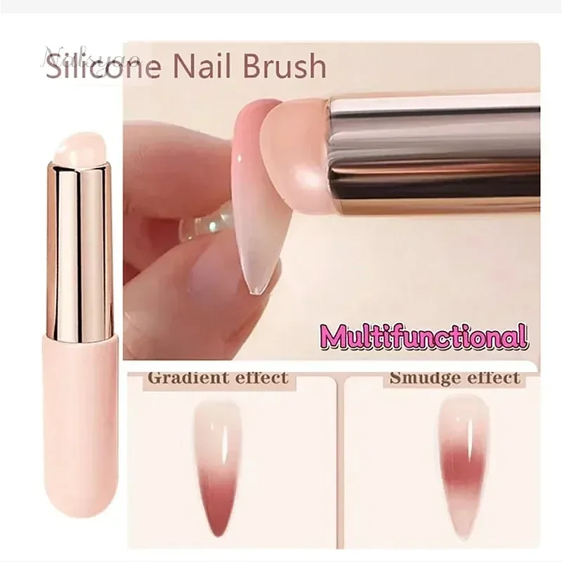 Nail Art Silicone Brush Reusable Mirror Powder Pigment Applying Manicure Tool Gradient Effect Nail Arts Applicator