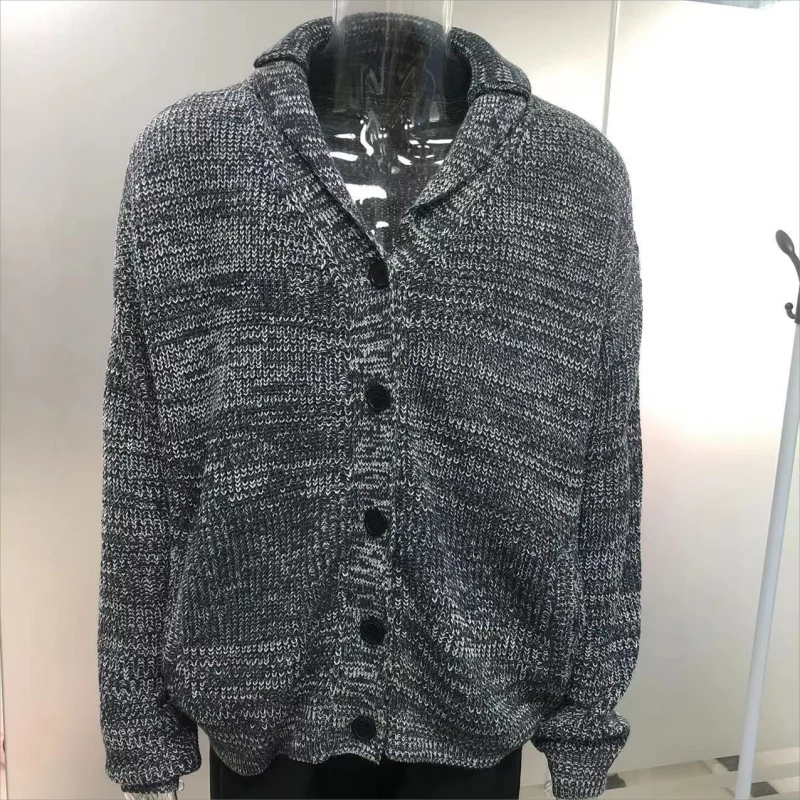 2024  Autumn/Winter European and American Men's New Popular Solid Color Long sleeved Slim Fit Knitted Cardigan sweater jacket
