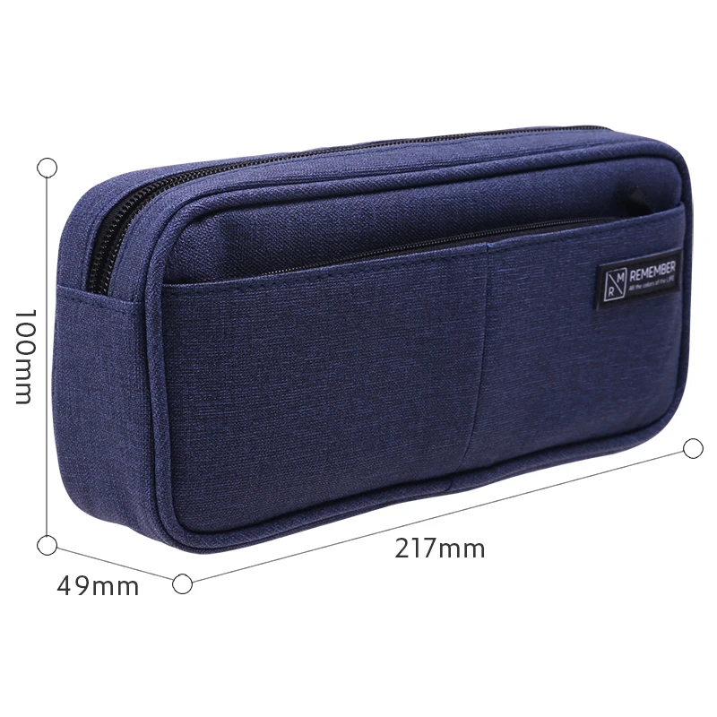 Deli Pencil Case for Students High Capacity Child School Stationery Supply with 3 Pockets And Zippers Imitation Flax Bag #66782