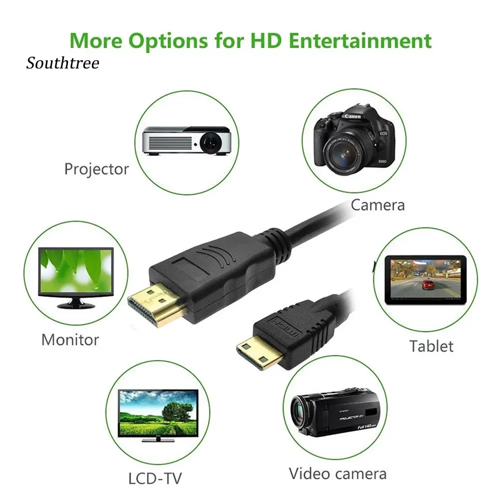 【Fast Delivery】Mini HDMI To HDMI Cable 1M/1.5M 4K HD 1080P 3D HDMI Adapter For Pc/Projector/Camera/Tv/Monitor/Dvd