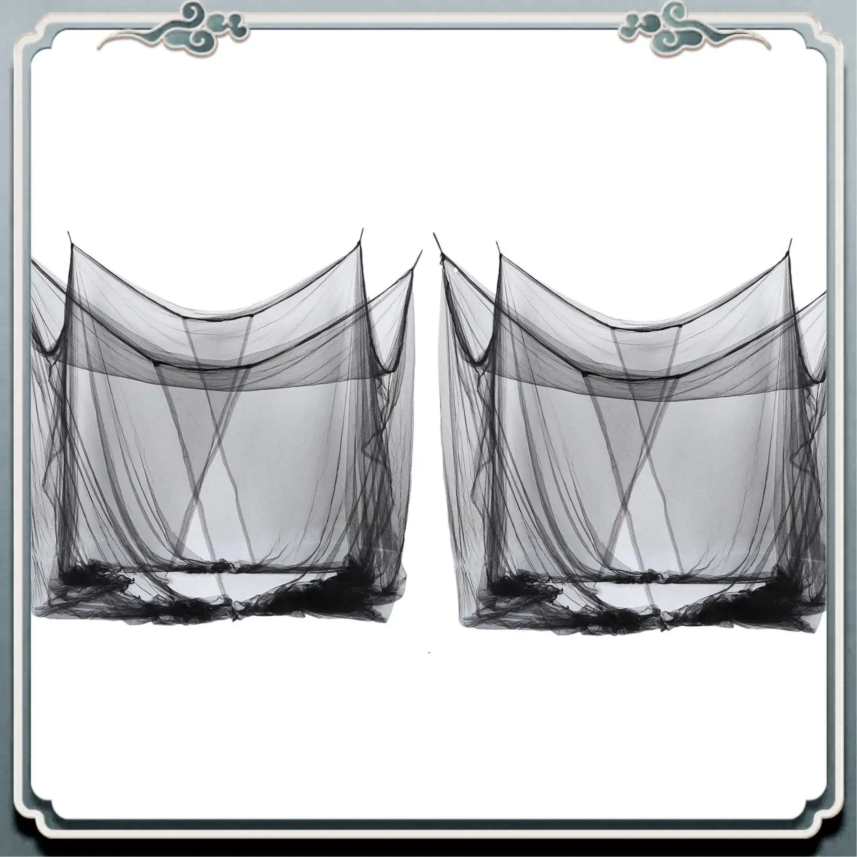 Durable 2X 4 esquinas mosquitera con dosel para cama tamaño Queen/King 190X210x240cm (negro)