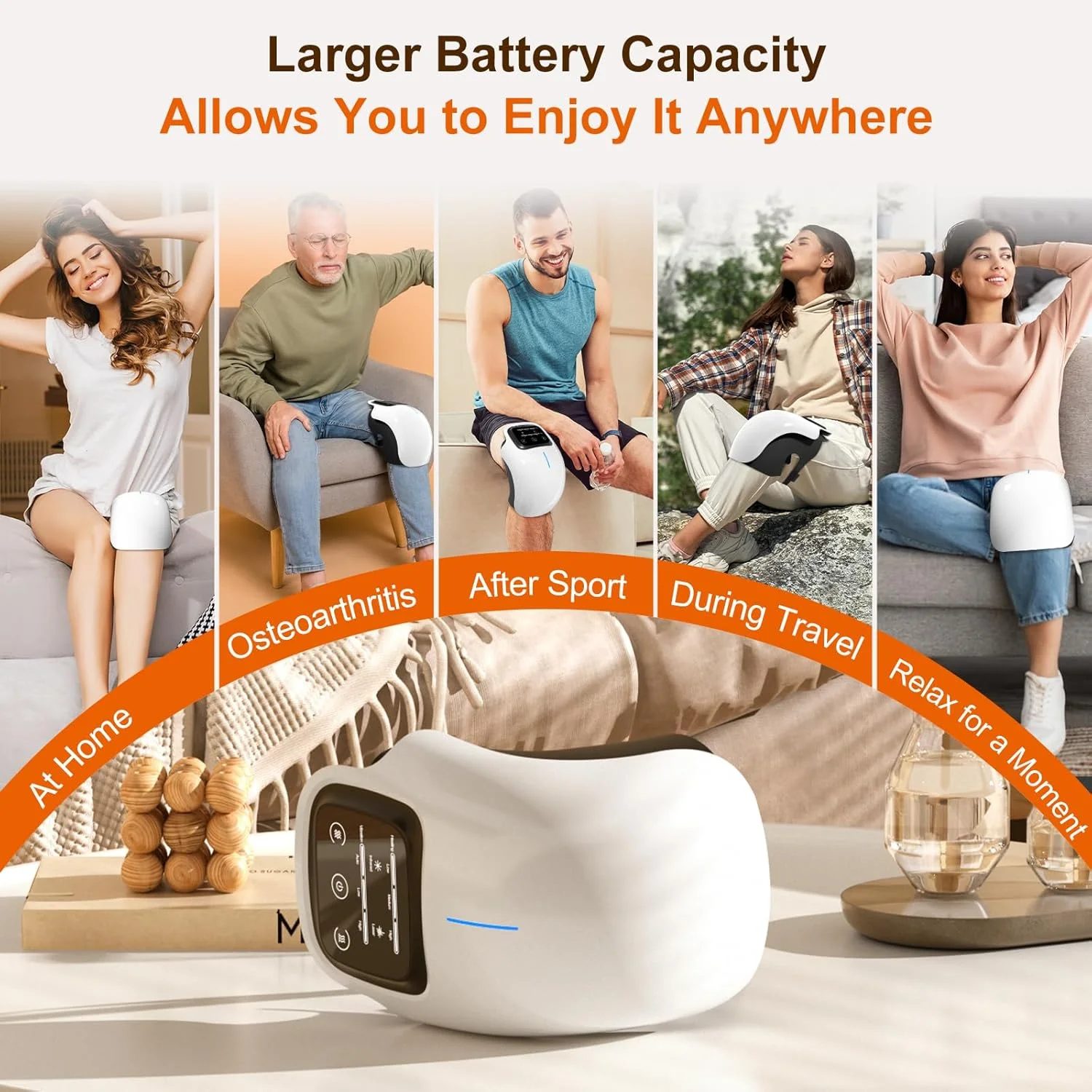 

Cordless Knee Massager with LED Screen, Infrared Heat and Vibration Knee Pain Relief for Swelling Stiff Joints, Stretched Ligame