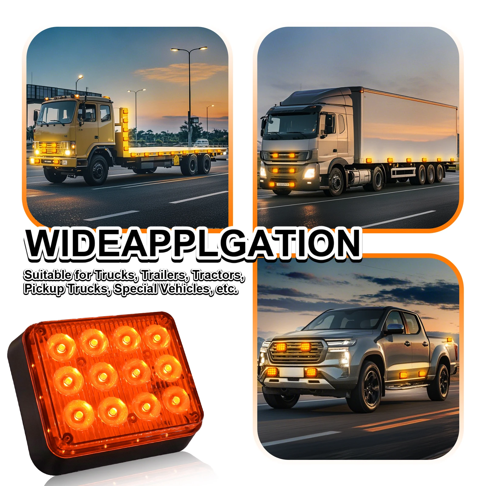 2PCS Rechargeable LED flashing light for Vehicle Magnetic Trailer light Portable Wireless Traffic Amber Quadrate Car Side Light