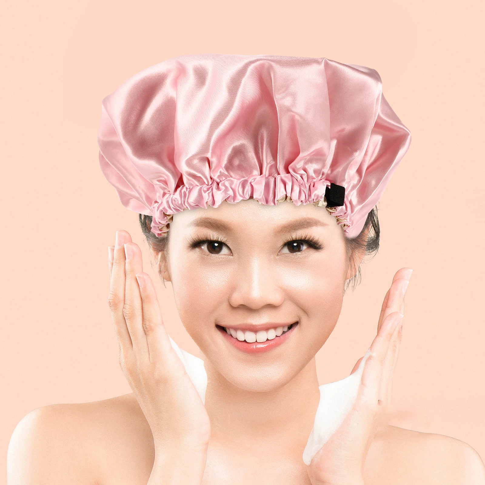 

2Pcs Satin Sleep Bonnet Adult Elastic Adjustable Buckle Lightweight Comfortable Hair Protective Hat Women Bath Cap