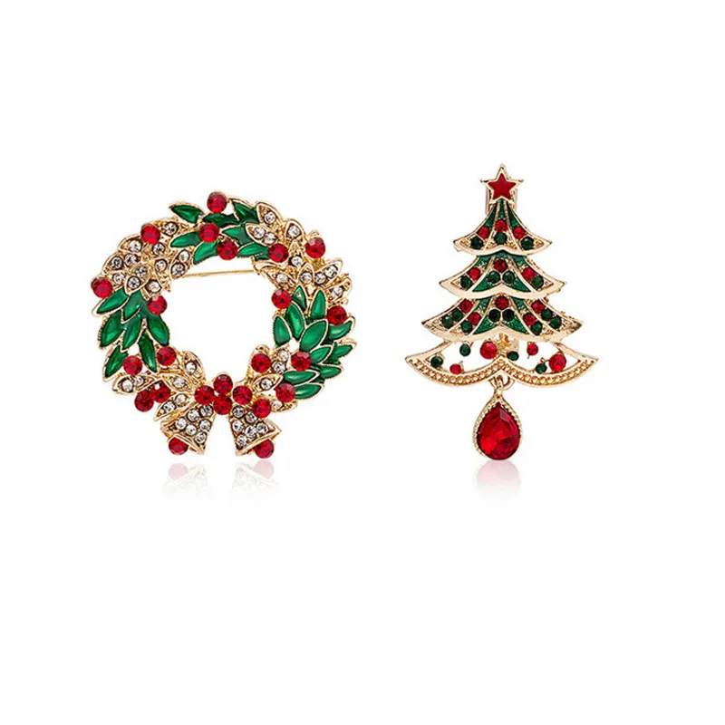 

New Fashion Xmas Enamel Snowman Santa Tree Bells Brooch Pin Christmas Gifts Women's Mens Clothing Accessories Party Gift