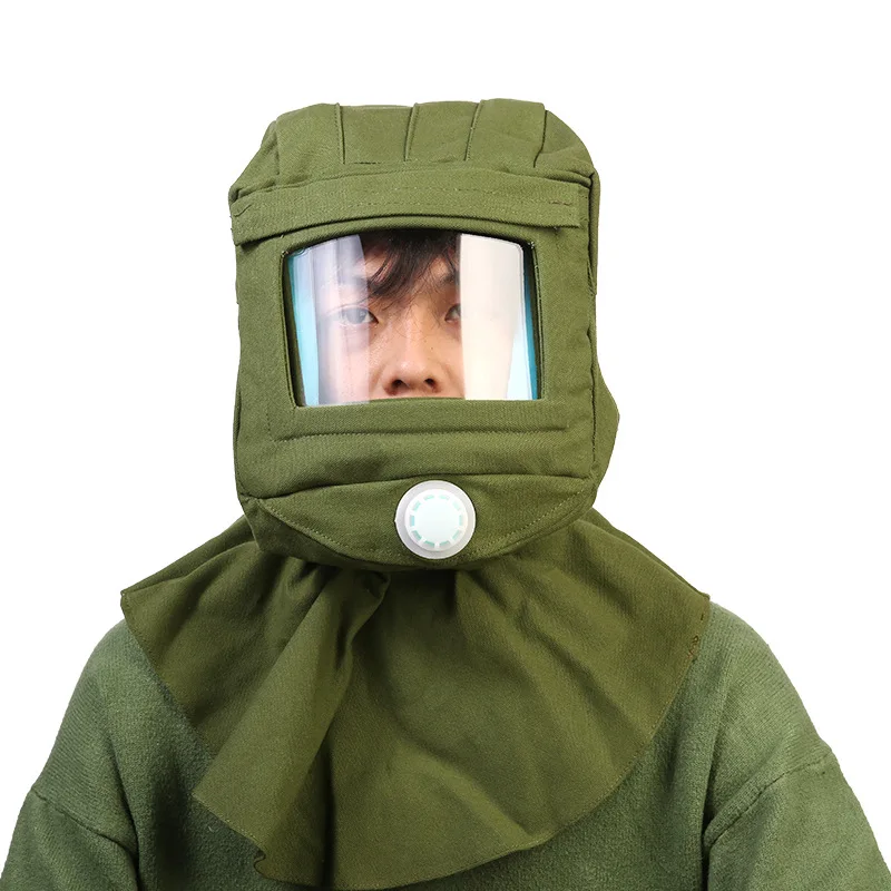 Canvas Sandblast Cap Glass Mask Ventilated Bent Glass Head Cap Sandproof Head Mask Cowl Shawl Cap