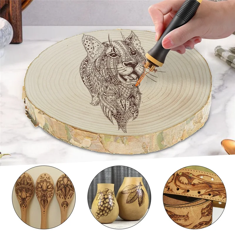 

ABBY-Wood Burner Kit Heat Press Machine Wood Craft Tool Kit For Wood Soldering Iron Welding Equipment Pyrography Tool US Plug Du