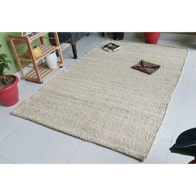 Off White Natural Jute Hemp Handmade Tufted Area Rug Hemp Jute Rectangle Rug