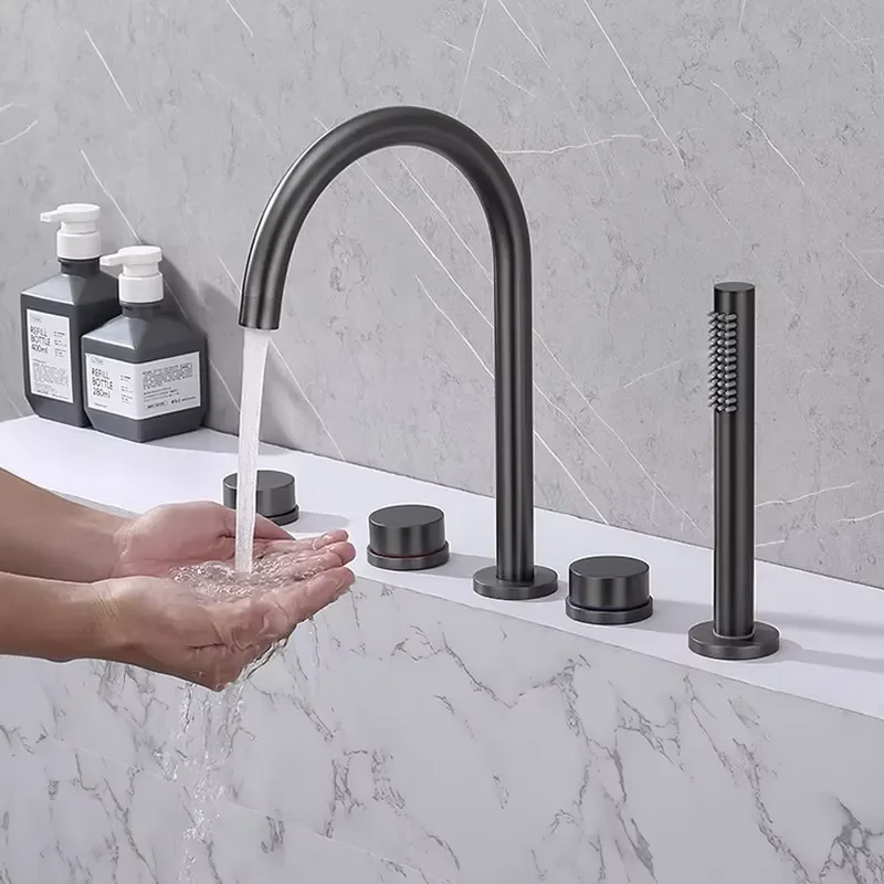 Three Sets of Five Hole Five Piece Cold and Hot Split Type Massage Shower Enclosure at the Edge of the Sink