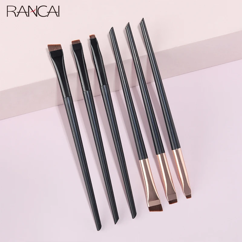 RANCAI 3Pcs Eye Makeup Brushes Flat Eyebrow Eyeliner Brush Professional Angled Eyes Brow Pincel Maquiagem Make Up Cosmetic Tools