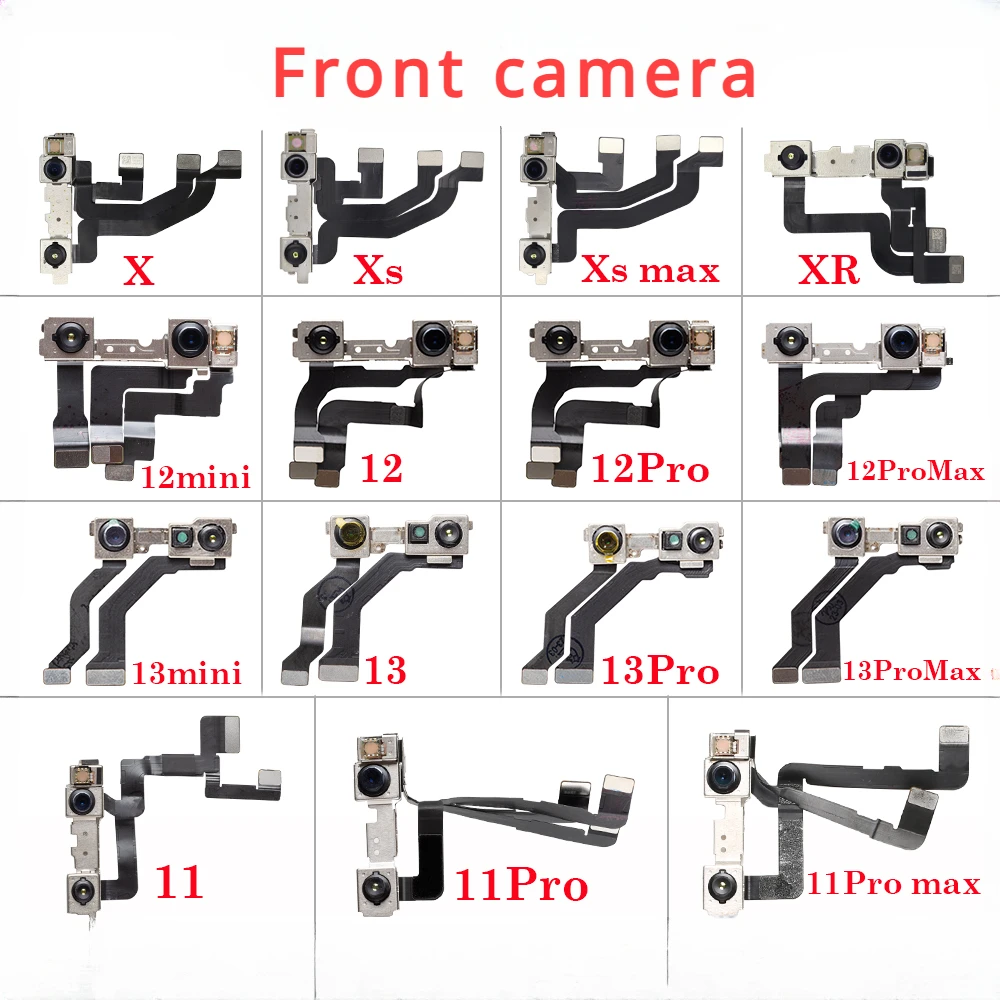 1Pcs Front Camera Flex Cable Repair Parts For iPhone X XR XS MAX 11 12 13 Pro Max Mini Facing Small Camera Flex No Face ID