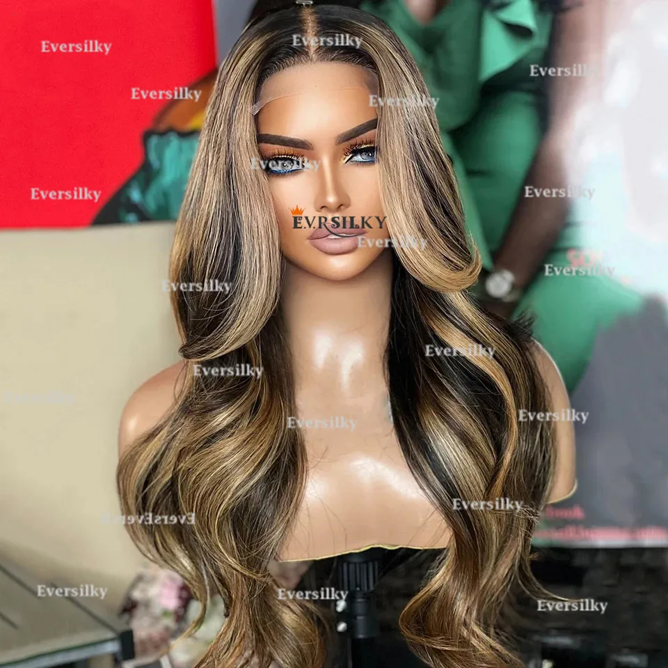 High Light Brown woman's Long Hair wig Glueless wig 100% Human hair Brown Female wig 360 Transparent breathable HD lace wig