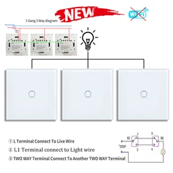 2way 3way 1gang Touch Switch Wall Light Switches No Neutral Wire 240V No Wifi For Staircase Bedside Switches Bedroom