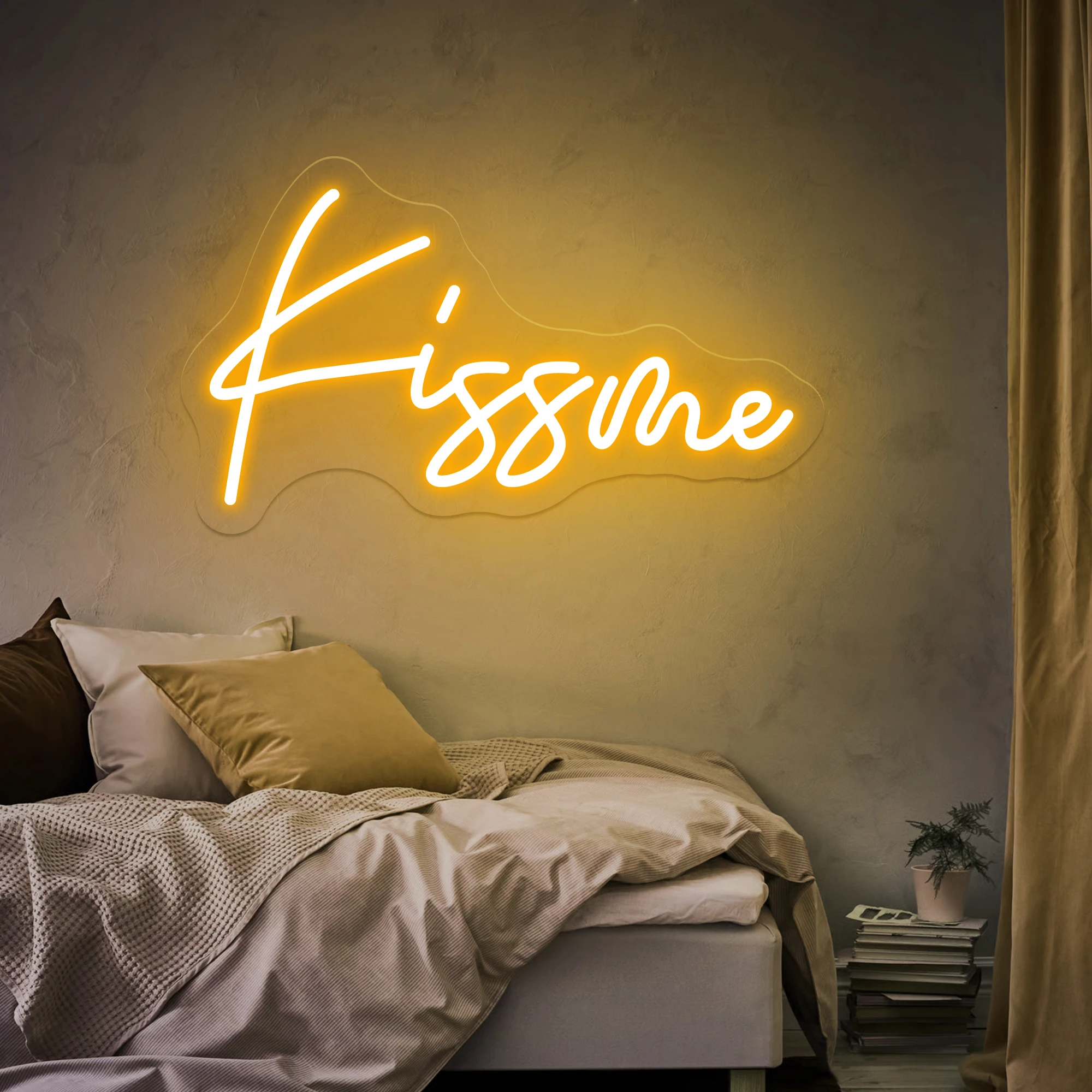 Kiss Me Neon Sign 12 Colors Custom LED Romantic Christmas Wedding Bedroom Neon Sign Wall Decor Display Lamp Gift for Couple