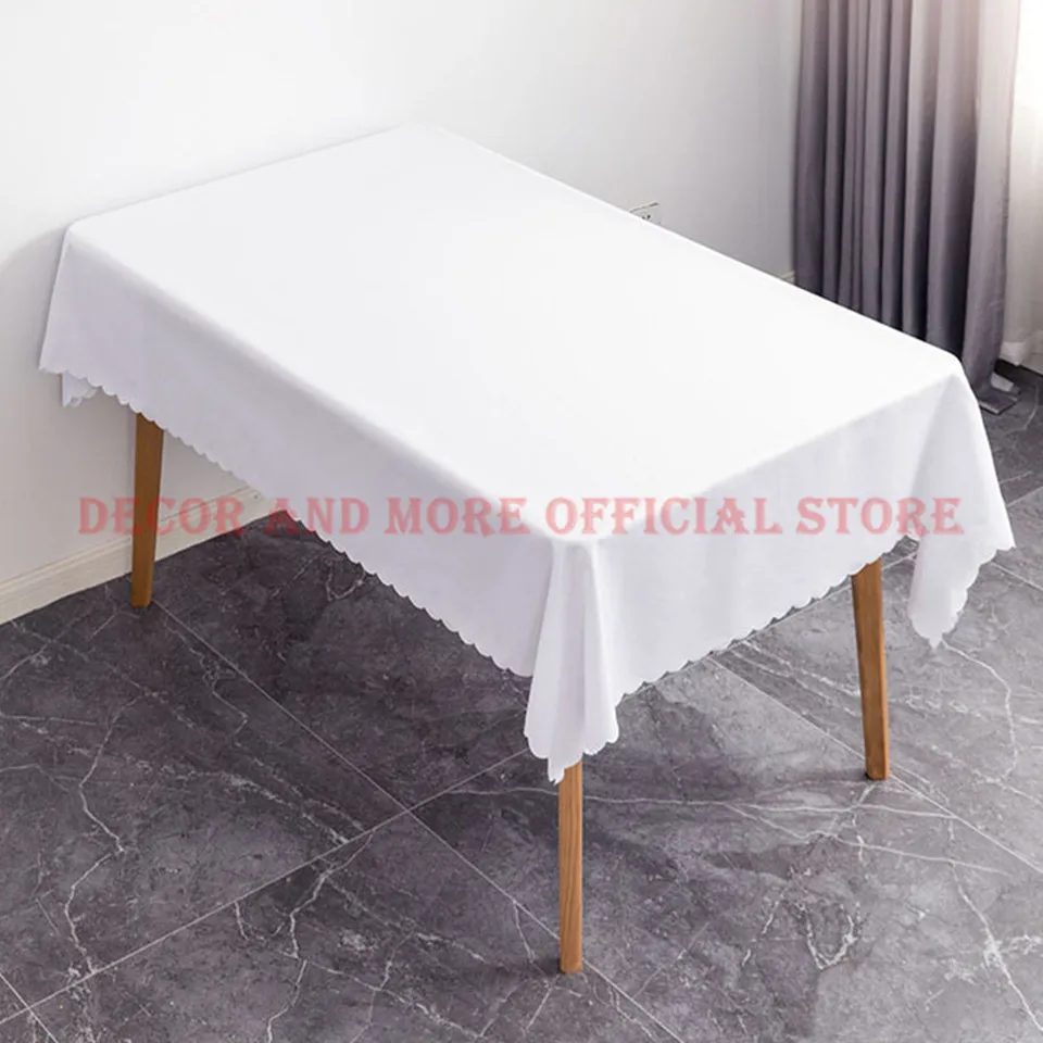 10PCS Polyester Square Tablecloths White Hotel Party Wedding Table Covers Rectangular Table Cloth Solid Plain Dyed Decoration