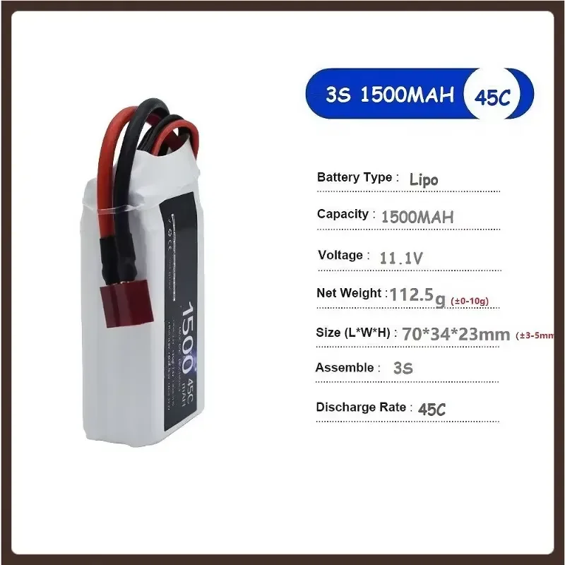 1500mAh 45C 11.1V 3S Lithium-ion Batteries for Drone and Model Aircraft Battery