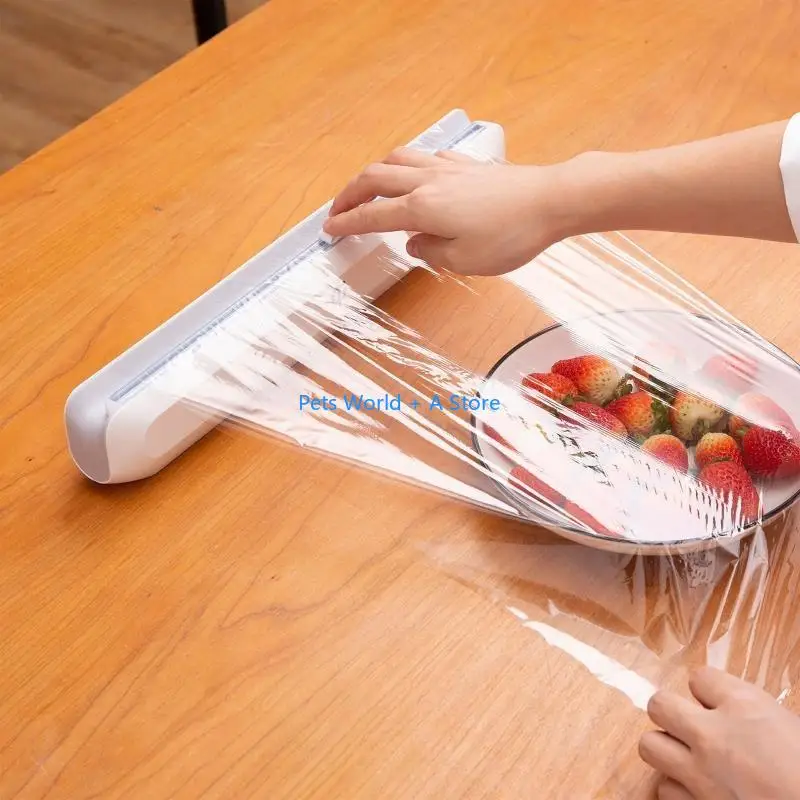 

37MB Reusable Plastic Wrap Dispenser with Cutter Suitable for Household Aluminum Foil Easy to Use and Clean Durable Gift Tool