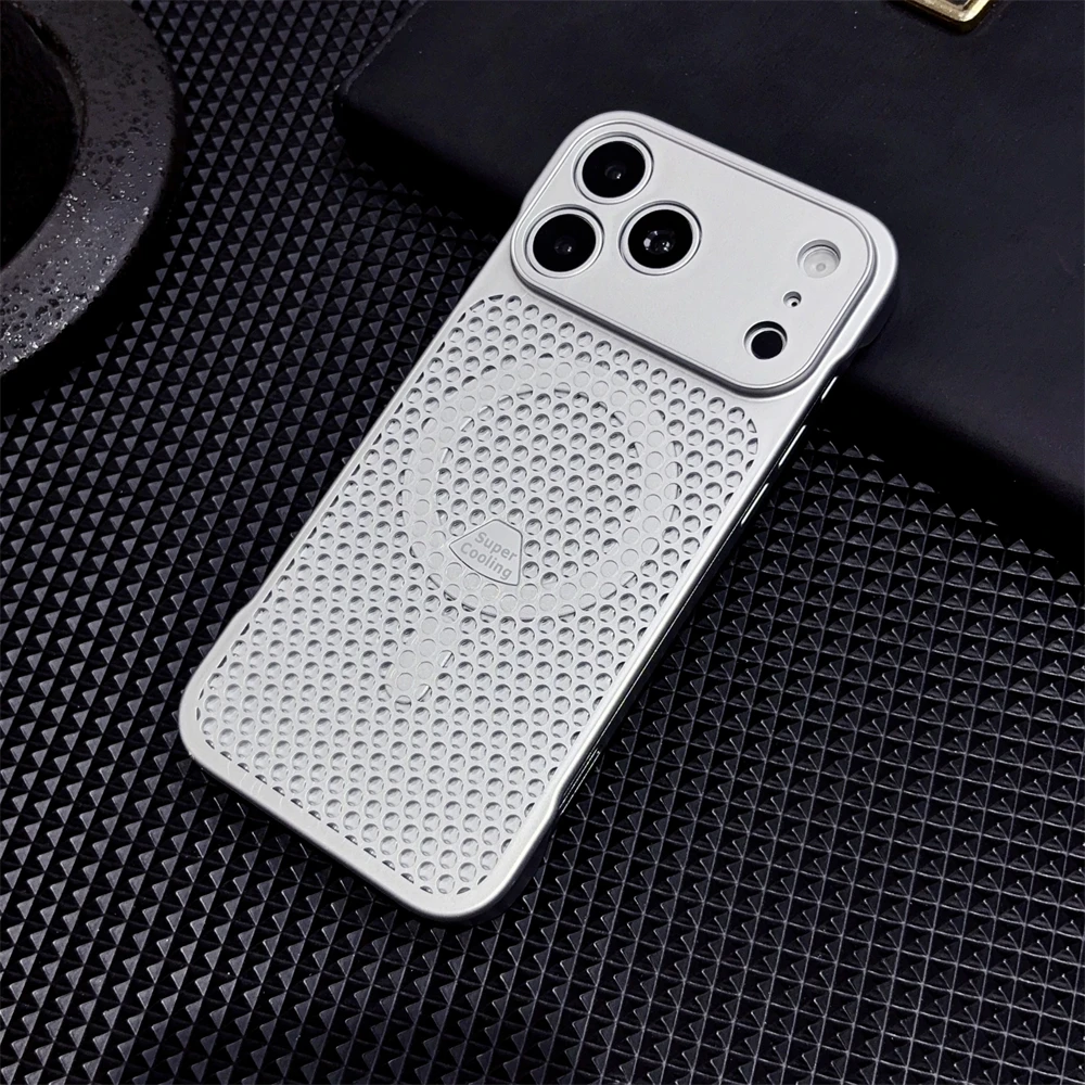 Wärmeableitende Wabenstruktur-Kühlhülle für iPhone 18 17 16 15 14 13 12 11 Pro Max mit Magsafe Magnetischer Rahmenloser Abdeckung – Detail 4