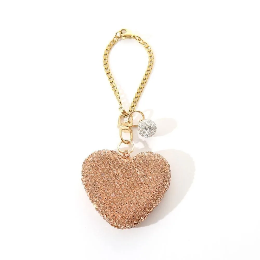 Heart Shape Glitter Key Chain Personalized Decorations Backpack Bag Decor Glitter Heart Pendant Car Key Rings for Women's