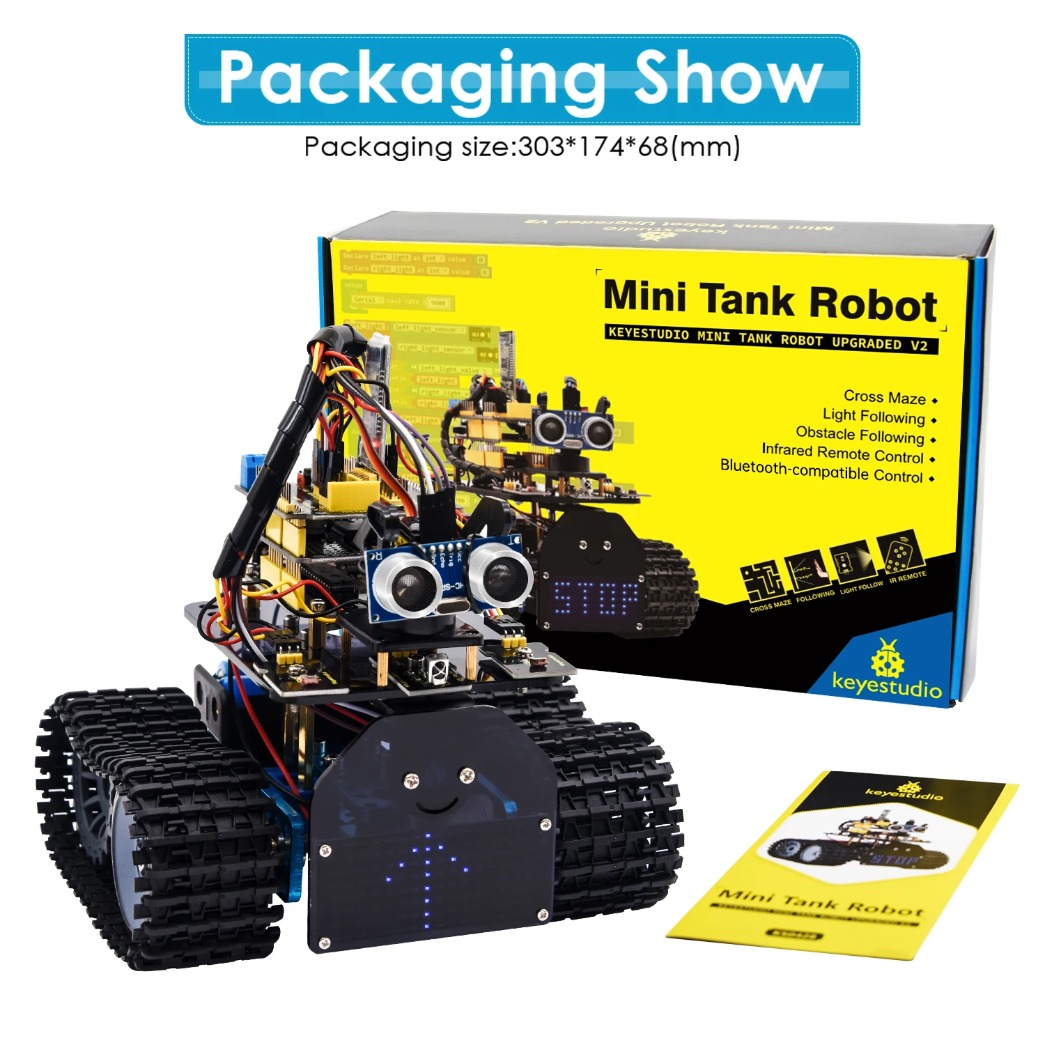 Picture 7: Keyestudio Mini Tank Robot Car Kit V2/V3 For Arduino Robot Car Programmable STEM Toys App control Support iOS and Android System