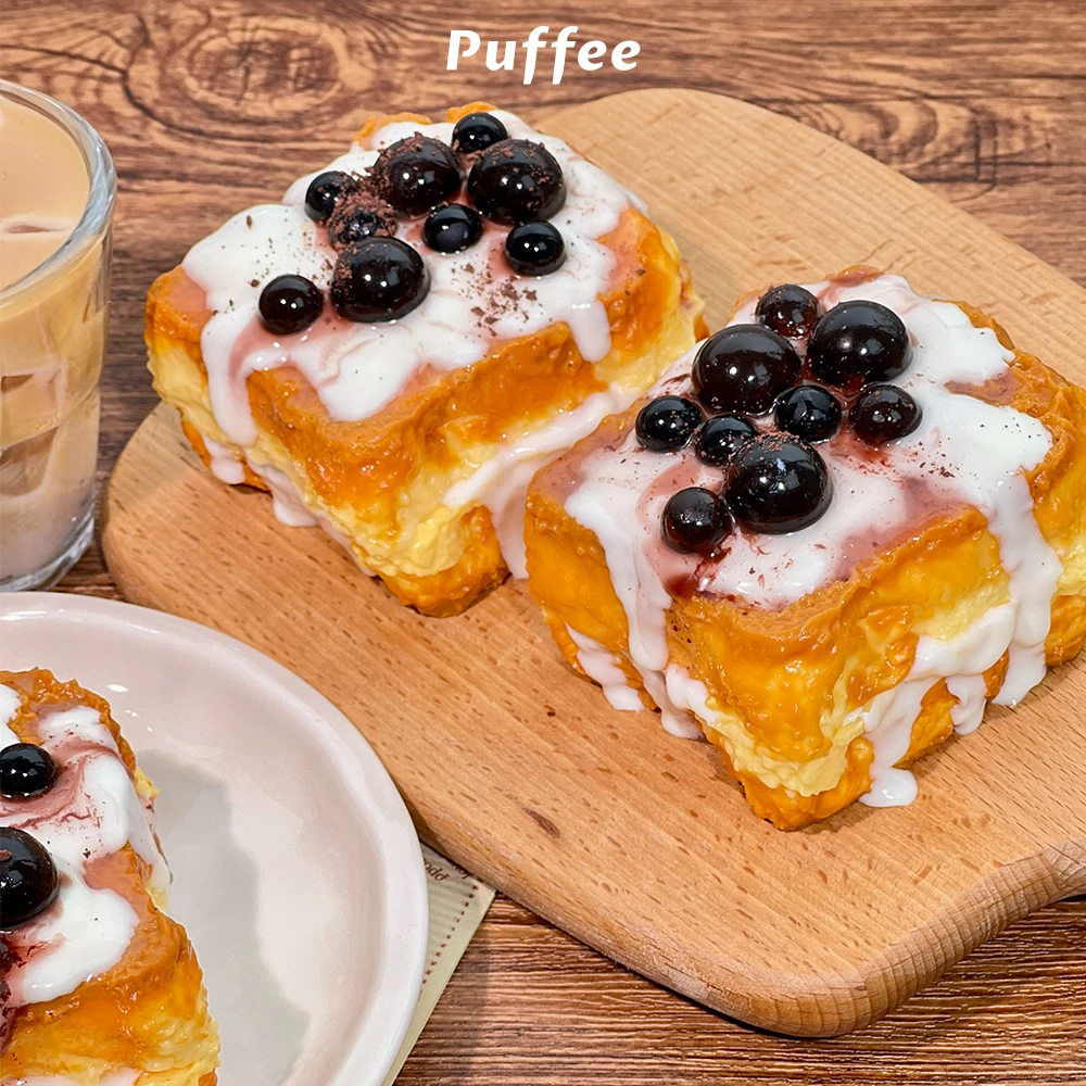 Boba Toast Squishy-Spielzeug aus lebensmittelechtem Silikon, handgefertigtes Taba-Squishy, cremiges, weiches, langsam zurückfederndes Quetschspielzeug, Boba – Detail 5