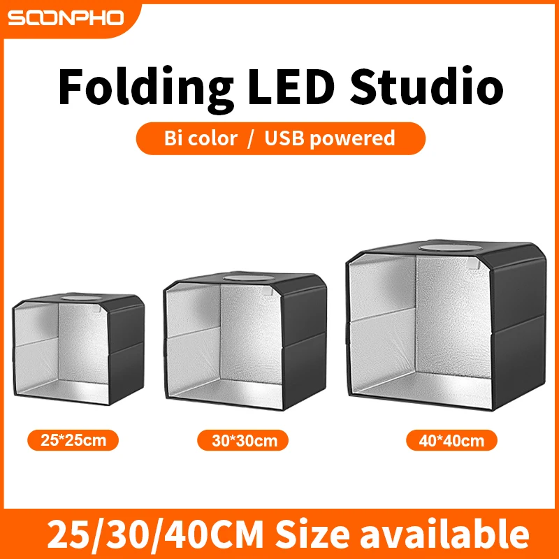 SOONPHO Light Box For Product Photography Light 25CM 30CM 40CM Bicolor Softbox Folding Shooting Tent Box 6Color For Photo Studio