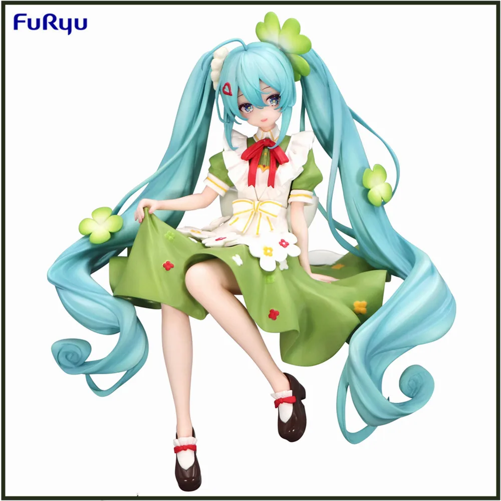 Original Anime Figure Furyu Hatsune Miku Noodle Stopper Figure Flower Fairy Clover Action Figurine Model Toys Collection