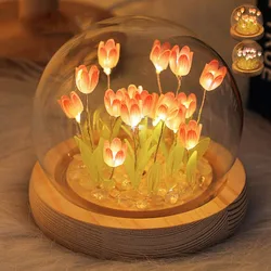 Tulip Night Lamp Battery USB Tulip LED Table Lamp DIY Simulation Tulip Night Lamp Desktop Decoration Handmade Bedside Lamp