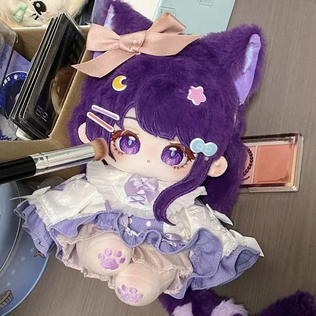 

Nuo Nuo Little Purple Cake Thunder General Attribute Thunder Movie 20cm Cosplay Cotton Doll Cute Dolls Around Genshin Impact