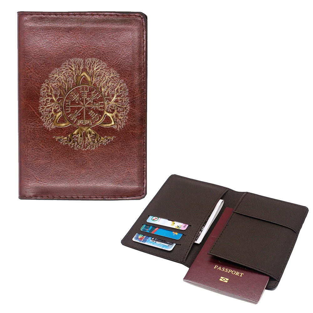 Classic Tree of Life design Passport Cover Men Women Leather Slim ID Card Travel Holder Pocket Wallet Purse Money Case