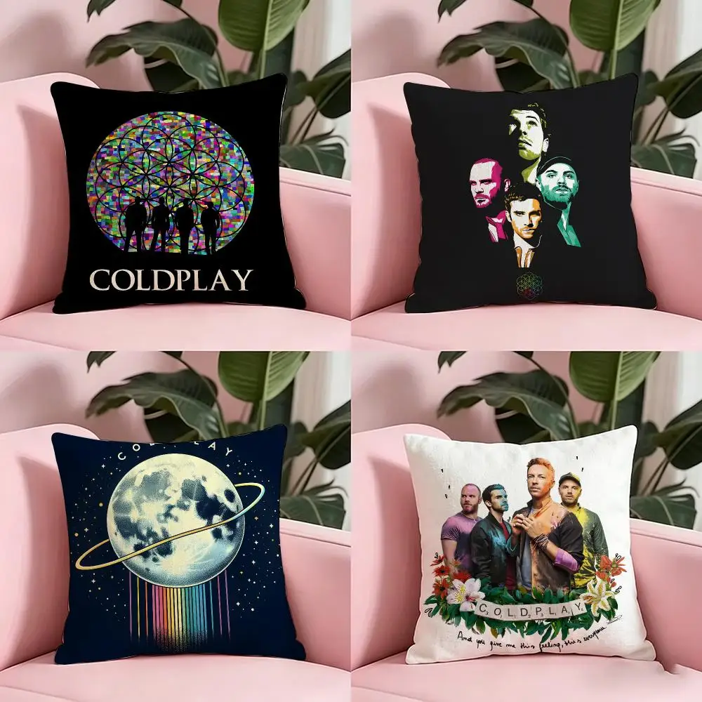 Music C‑Coldplay Cushion Cover Anti-dustmite Pillowcase Invisible zipper silky short plush Sofa cushion cover